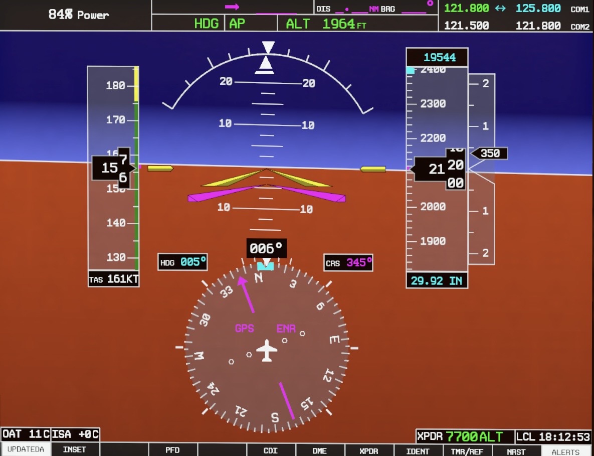 G1000 con fuente GPS y CDI magenta
